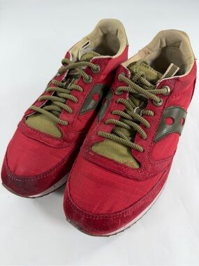 Saucony Jazz Original Red Olive Nylon Suede Sneakers Women’s 7 EU 40